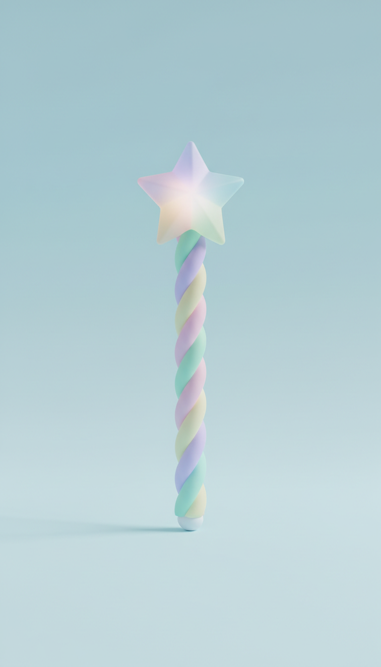 Pastel magic wand with sparkly star tip